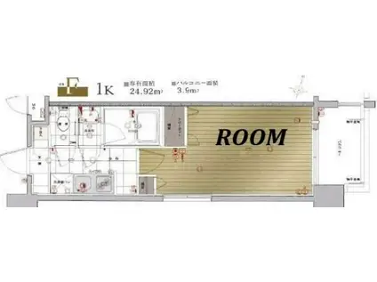 レジデンシャルヒルズ博多駅前弐(1K/3階)の間取り写真