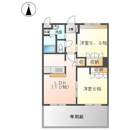 ブルー スカイ(2LDK/1階)の間取り写真