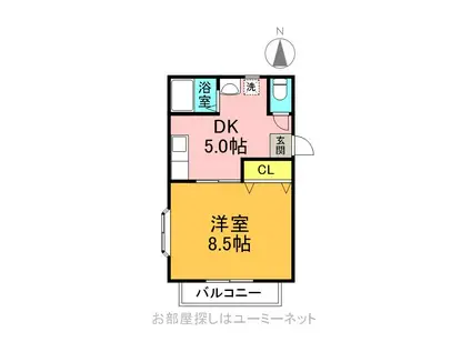 サンハイツ玉里III(1DK/2階)の間取り写真