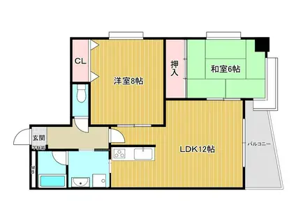 アッサン川路(2LDK/4階)の間取り写真