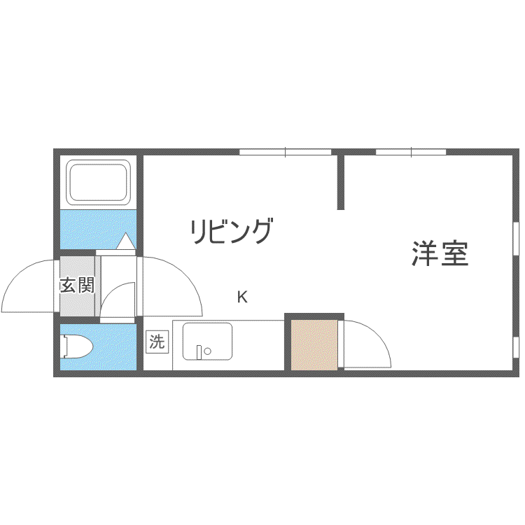 キラメック栄町3号館(1DK/2階)の間取り写真
