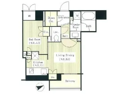 ジオ四谷坂町(1LDK/2階)の間取り写真
