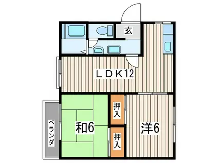 ハイツおおや(2LDK/2階)の間取り写真