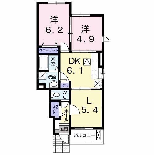 プリマベーラ D(3DK/1階)の間取り写真