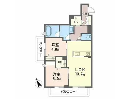 セントラル山田(2LDK/2階)の間取り写真