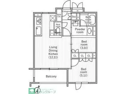 NIDO SAKURAGAOKA(2LDK/4階)の間取り写真