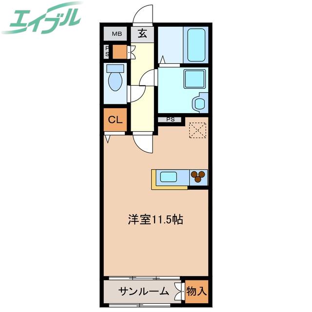 ファイン(ワンルーム/3階)の間取り写真