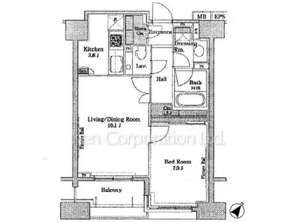 PARKAXIS白金台(1LDK/10階)の間取り写真