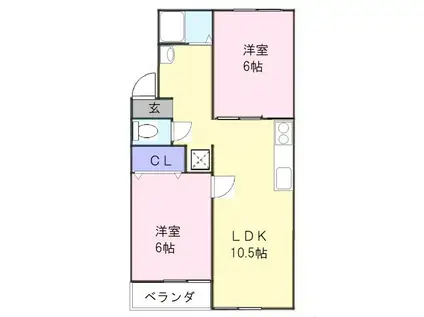 HILLS観音寺 ウエスト(2LDK/3階)の間取り写真