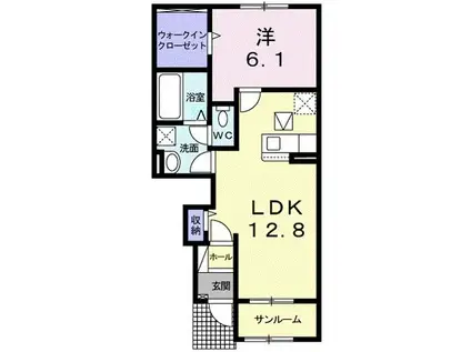 ルミエールアンジュII(1LDK/1階)の間取り写真