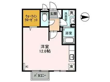 マレット・フィールド(ワンルーム/2階)の間取り写真