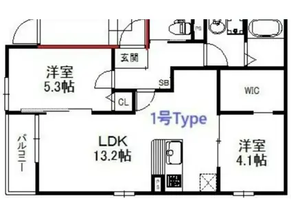 レジーナ北野田(2LDK/3階)の間取り写真