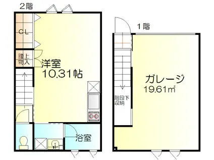 知立市ガレージアパート MIG K8(ワンルーム/1階)の間取り写真
