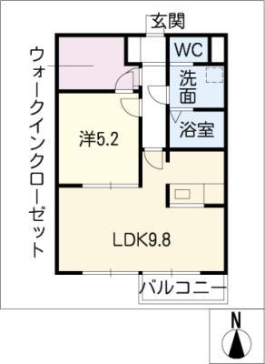 ラ・テラ滝川(1LDK/1階)の間取り写真