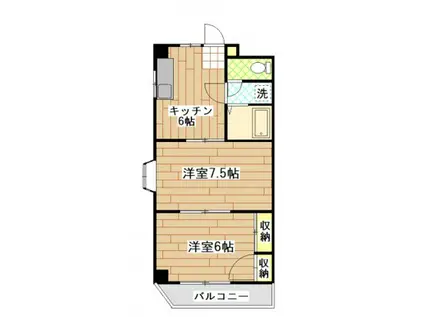 エクシード21(2DK/1階)の間取り写真