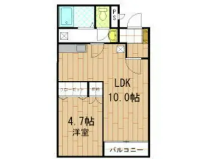 パークヒルズ玉川A(1LDK/1階)の間取り写真