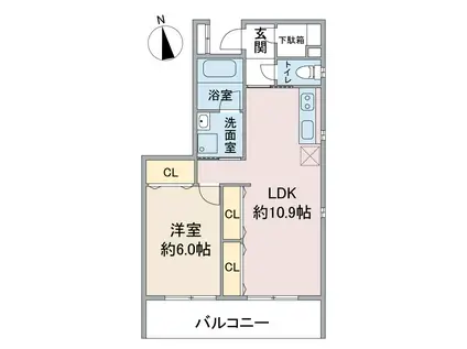 グランシャトゥ那古野(1LDK/4階)の間取り写真