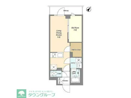 ドゥーエ曳舟II(1LDK/2階)の間取り写真