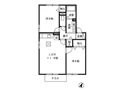 シャルマンコート B棟(2LDK/1階)の間取り写真