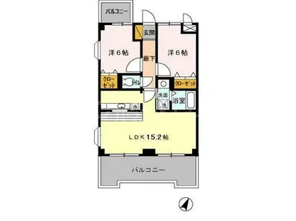クレスタ妙典(2LDK/5階)の間取り写真