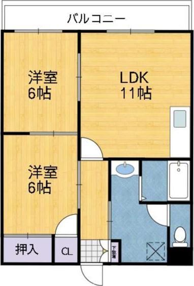 アルコ・ラ・カーサ町坪(2LDK/1階)の間取り写真