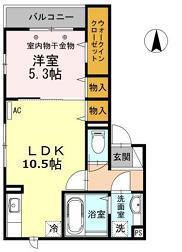 メープル・シャンテ(1LDK/3階)の間取り写真