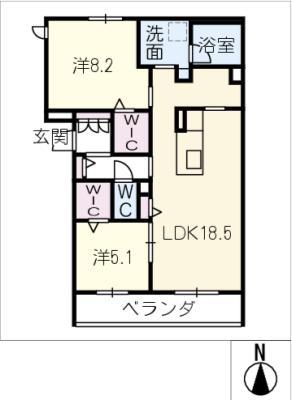 ブランキューブ(2LDK/2階)の間取り写真