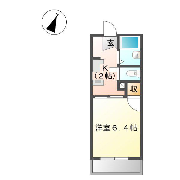 八田ハイツ(1K/2階)の間取り写真