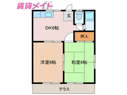 サンハイツ住吉(2DK/1階)の間取り写真