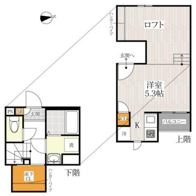 CB坪井クレアール(1K/2階)の間取り写真
