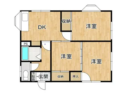 チェリーハイツA棟(3DK/1階)の間取り写真