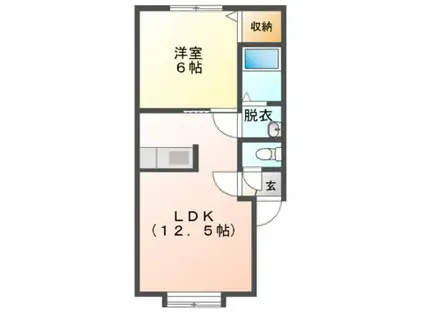 Mハイツ東町3(1LDK/2階)の間取り写真