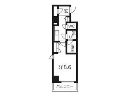 サンファーロ新都心(1K/9階)の間取り写真
