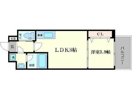 LC本町東III(1LDK/7階)の間取り写真