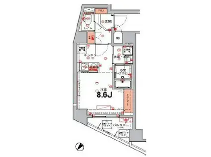 ハーモニーレジデンス東京イーストゲート(ワンルーム/4階)の間取り写真