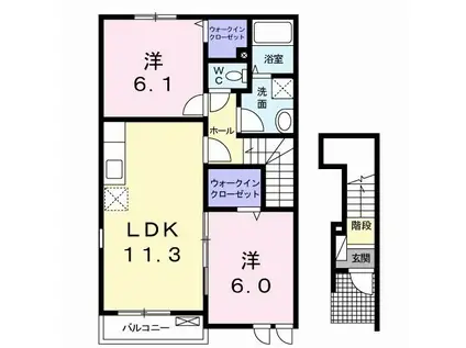 セレブリティC(2LDK/2階)の間取り写真