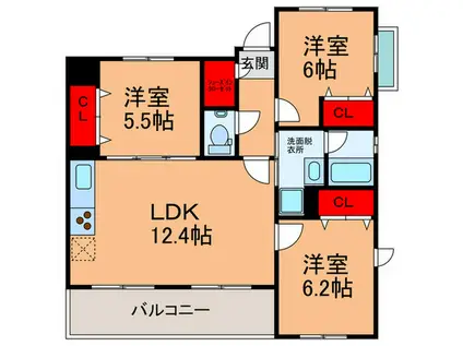 フレシールコートM(3LDK/3階)の間取り写真