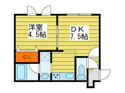 ツインズ大通弐番館(1DK/2階)の間取り写真