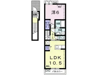 サンリット青柳 D(1LDK/2階)の間取り写真