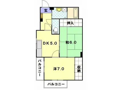 江頭マンション(2DK/1階)の間取り写真