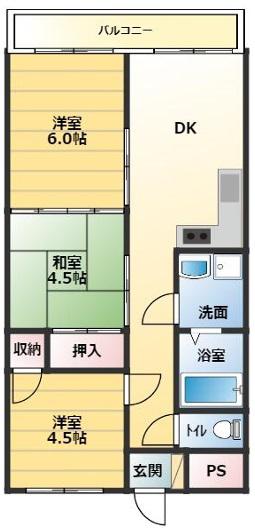 リープラス滝野社(3DK/1階)の間取り写真