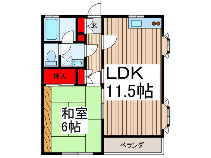 ユーズハウス(1LDK/2階)の間取り写真