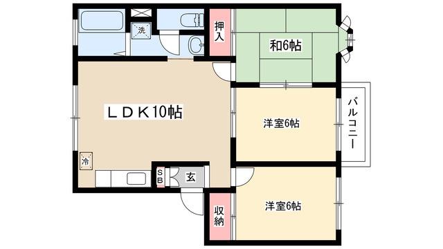 ケーエムハイツ(3LDK/2階)の間取り写真