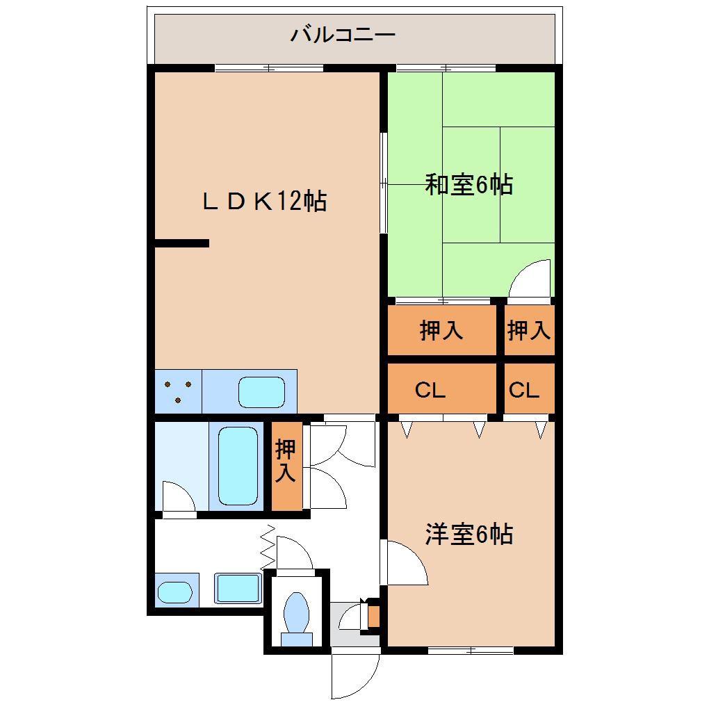 USA壱番館(2LDK/5階)の間取り写真