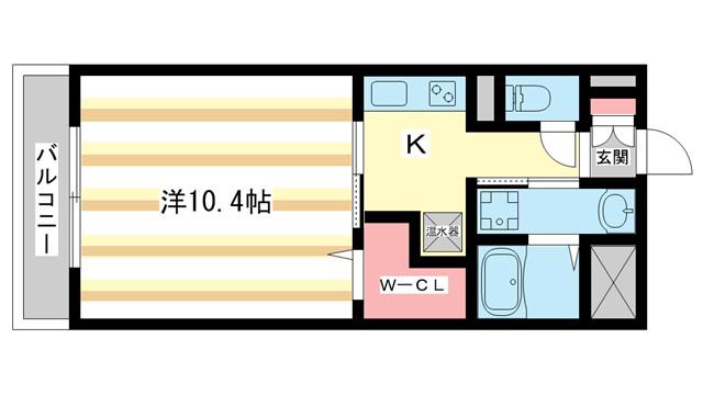 アイリスハイツ8号館(1K/4階)の間取り写真