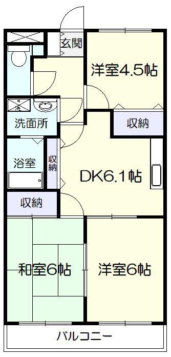 ベルード(3DK/2階)の間取り写真