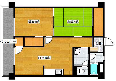 エステート上津A(2LDK/1階)の間取り写真