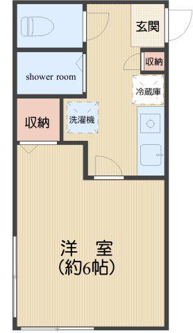山一エムエーハイツ(1K/2階)の間取り写真