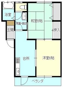 コンフォート鎌田B(2DK/2階)の間取り写真