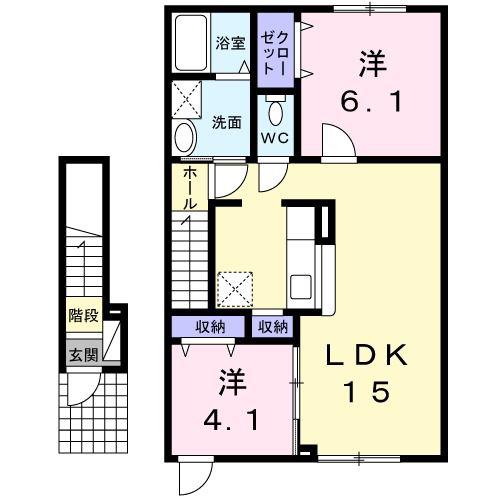 フリシュA(2LDK/2階)の間取り写真